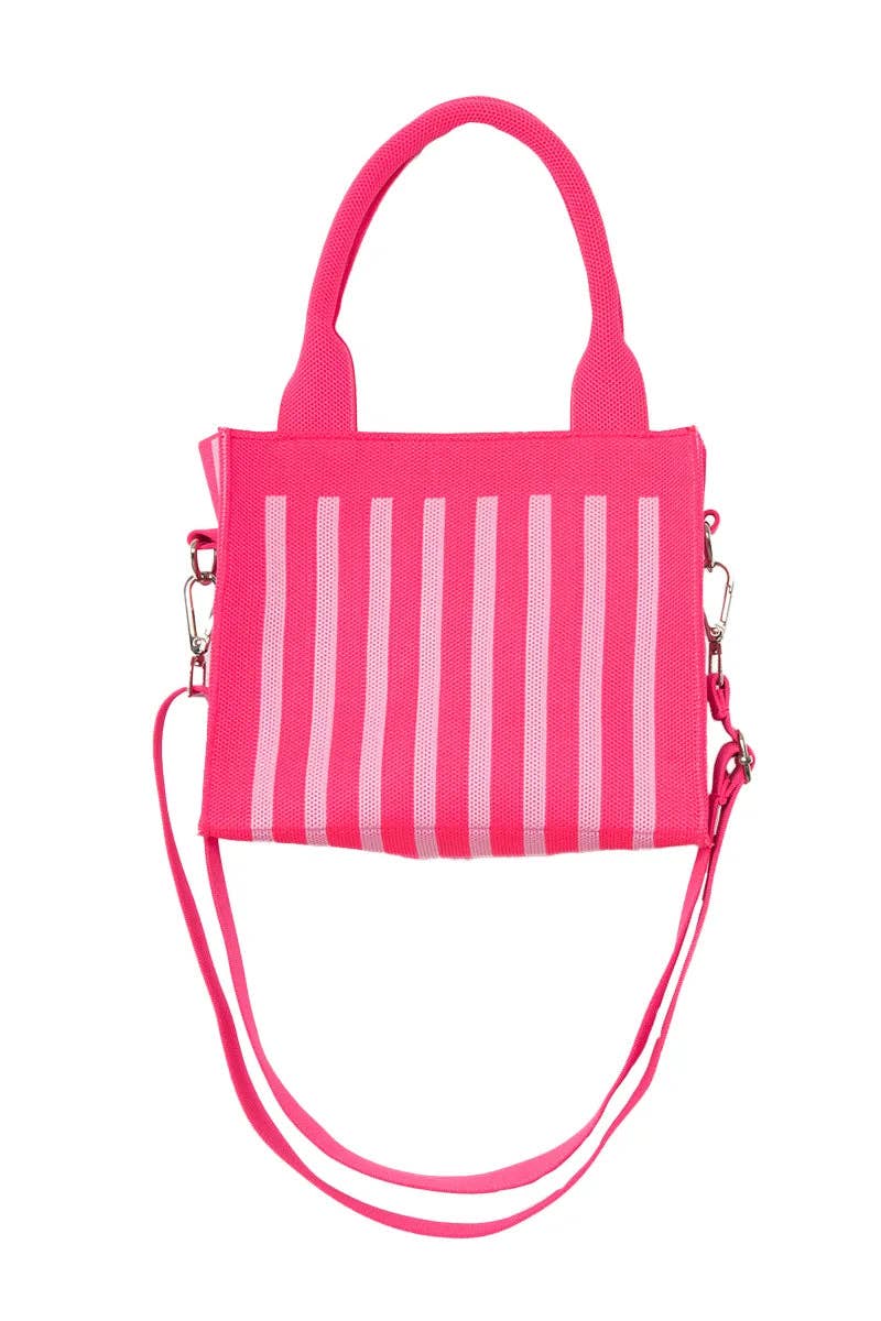 Hot Pink Striped Mini Tote