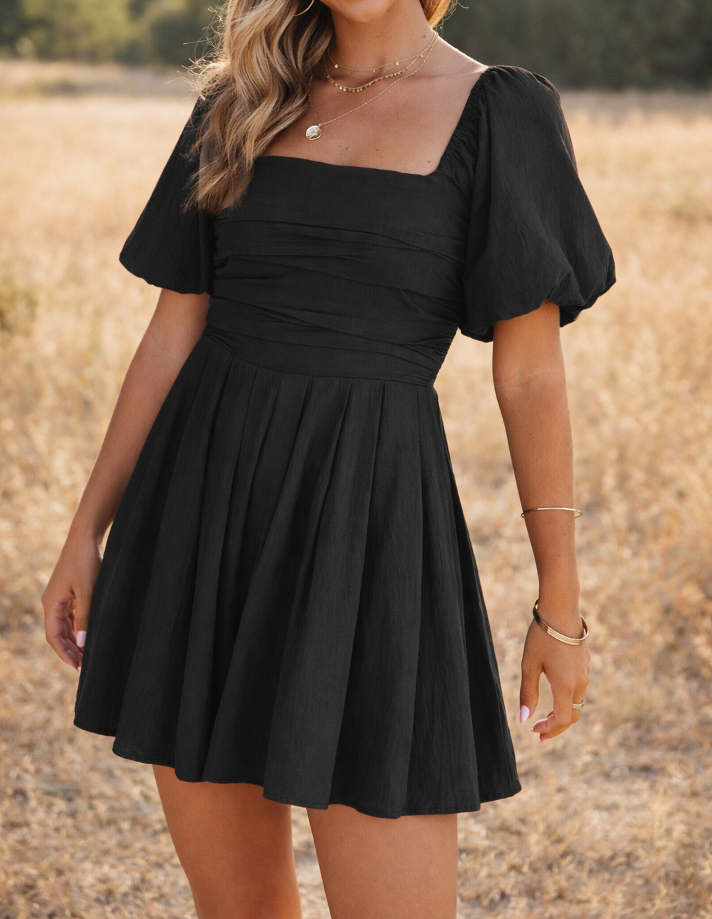 Black Square Neck Romper