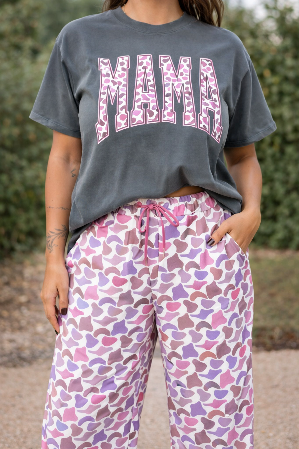 Grey MAMA Graphic Camo Set