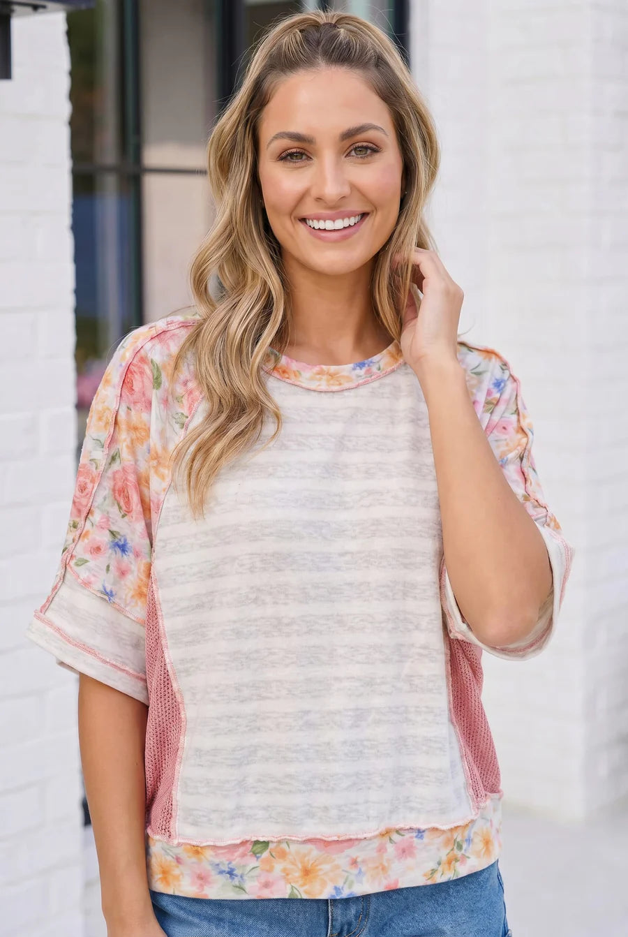 Floral Patchwork Oversized Top