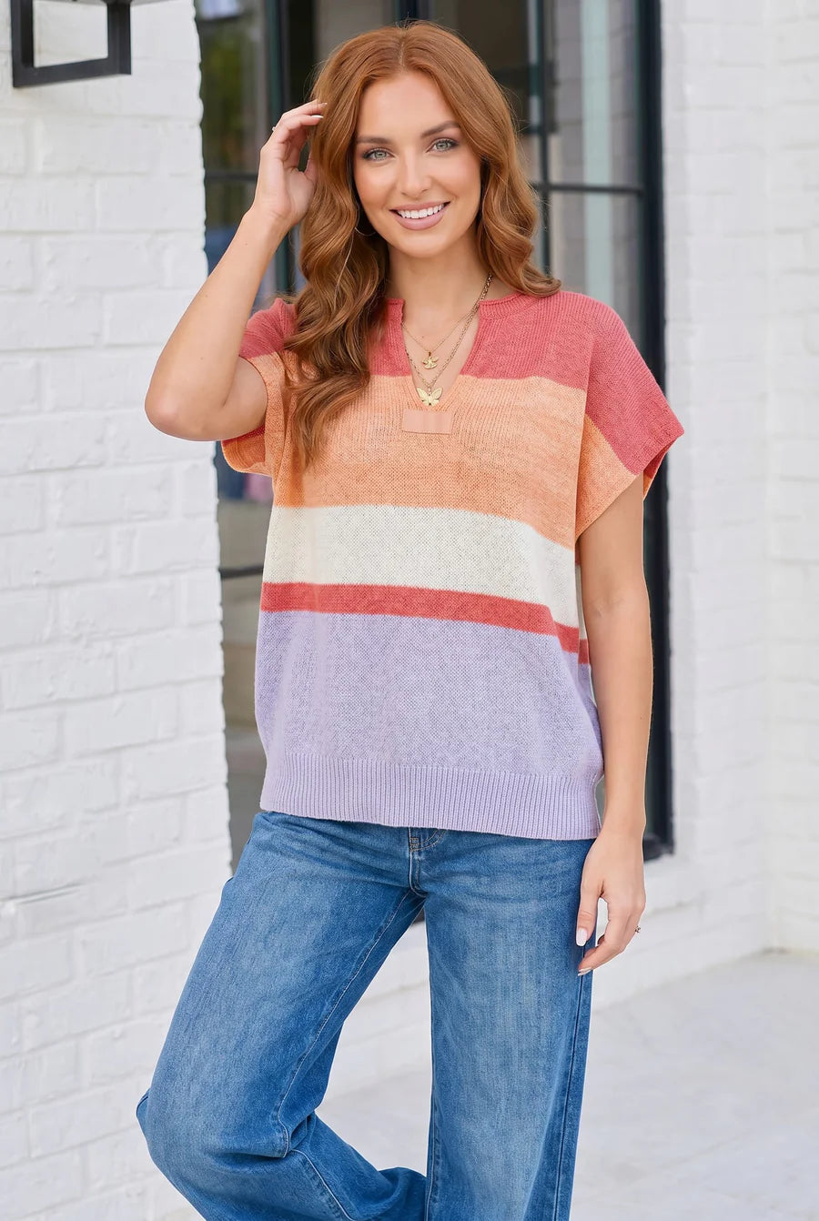 Colorblock Stripe Sweater Top