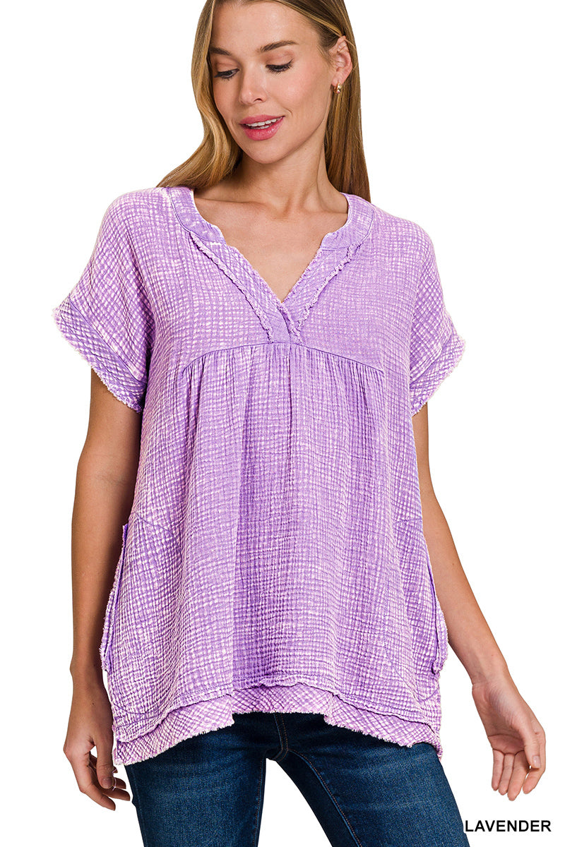 Zenana Double-Gauze Top