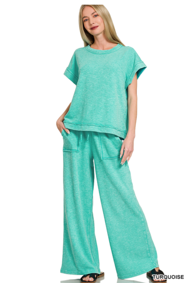 Zenana Short Sleeve Tee & Long Pants Set