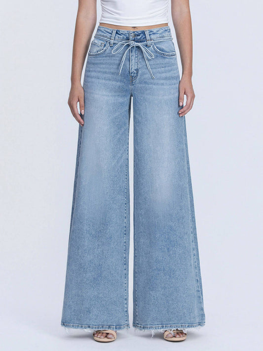 SUPER HIGH RISE DRAWSTRING WAIST PALAZZO JEANS