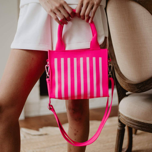 Hot Pink Striped Mini Tote