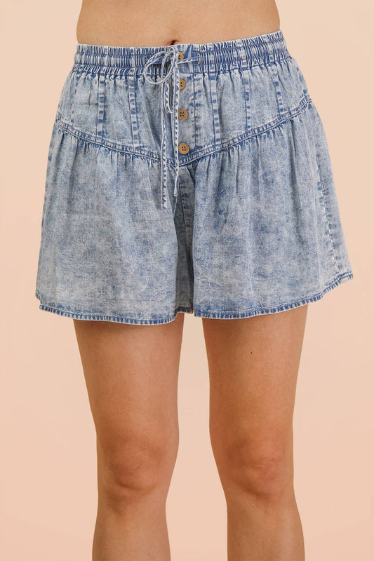 Chambray Flare Shorts