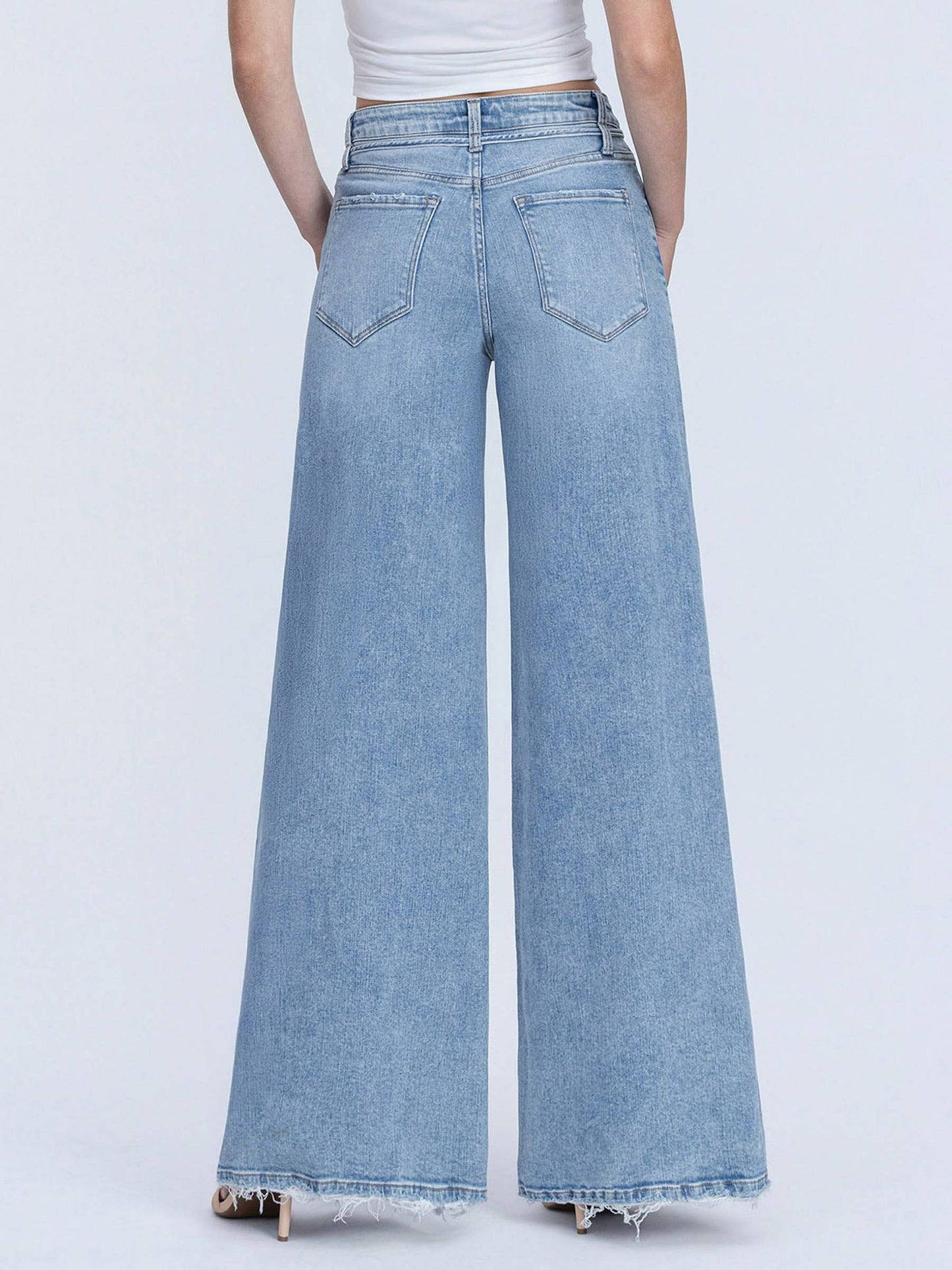 SUPER HIGH RISE DRAWSTRING WAIST PALAZZO JEANS