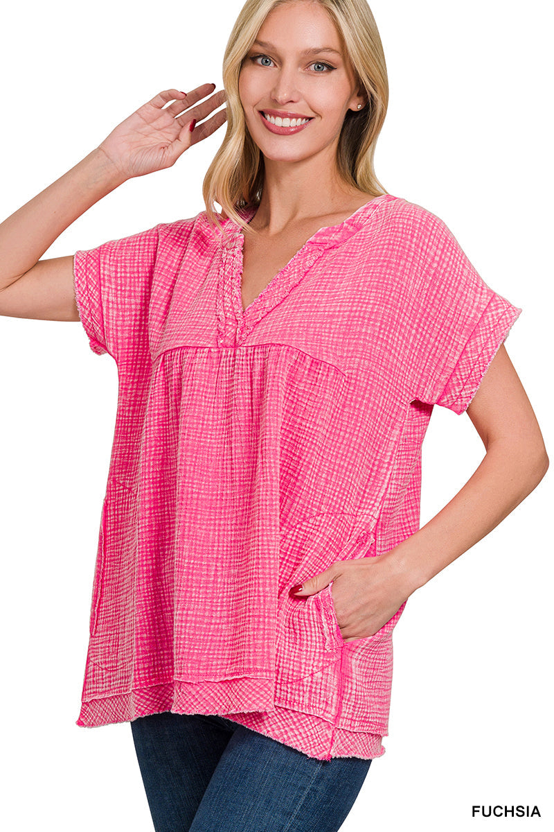 Zenana Double-Gauze Top