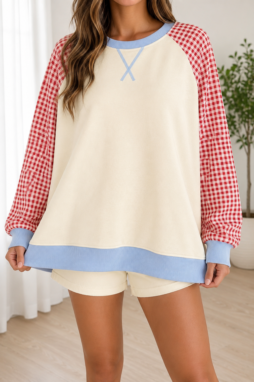Picnic Plaid Raglan Sweatshirt