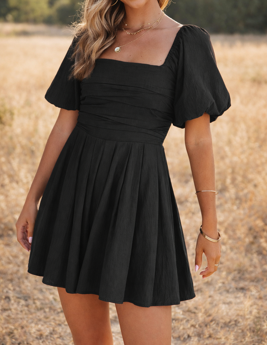 Black Square Neck Romper