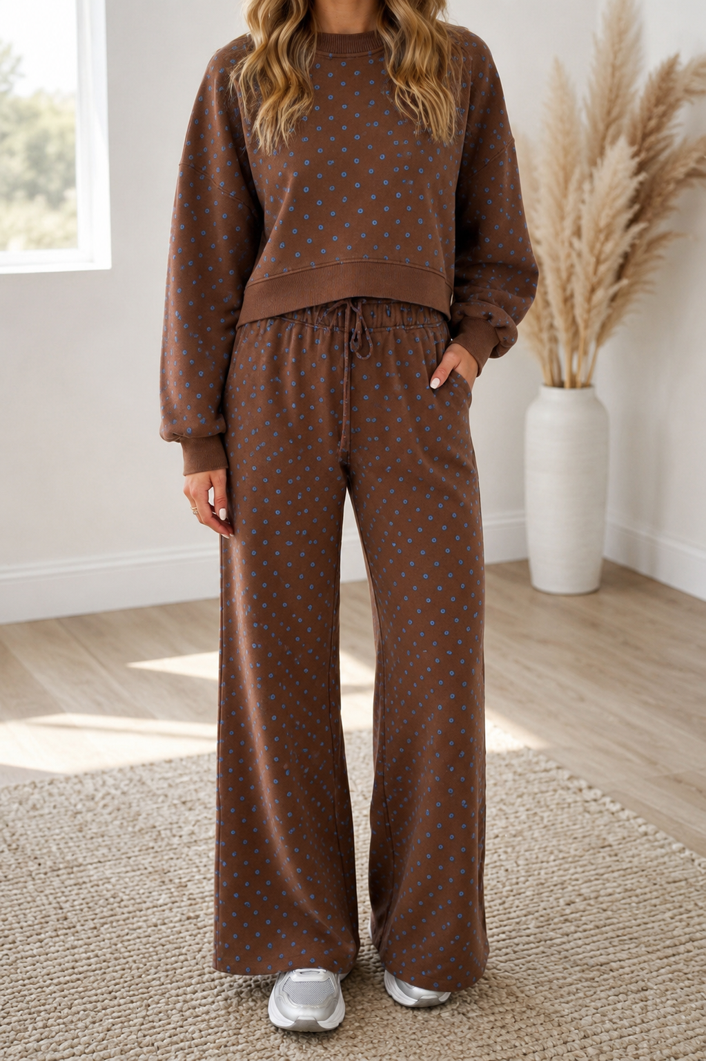 Mocha Dot Sweatshirt Set