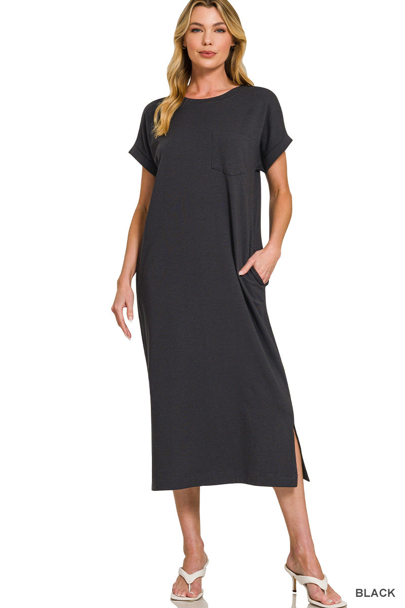 Zenana Round-Neck Midi Dress