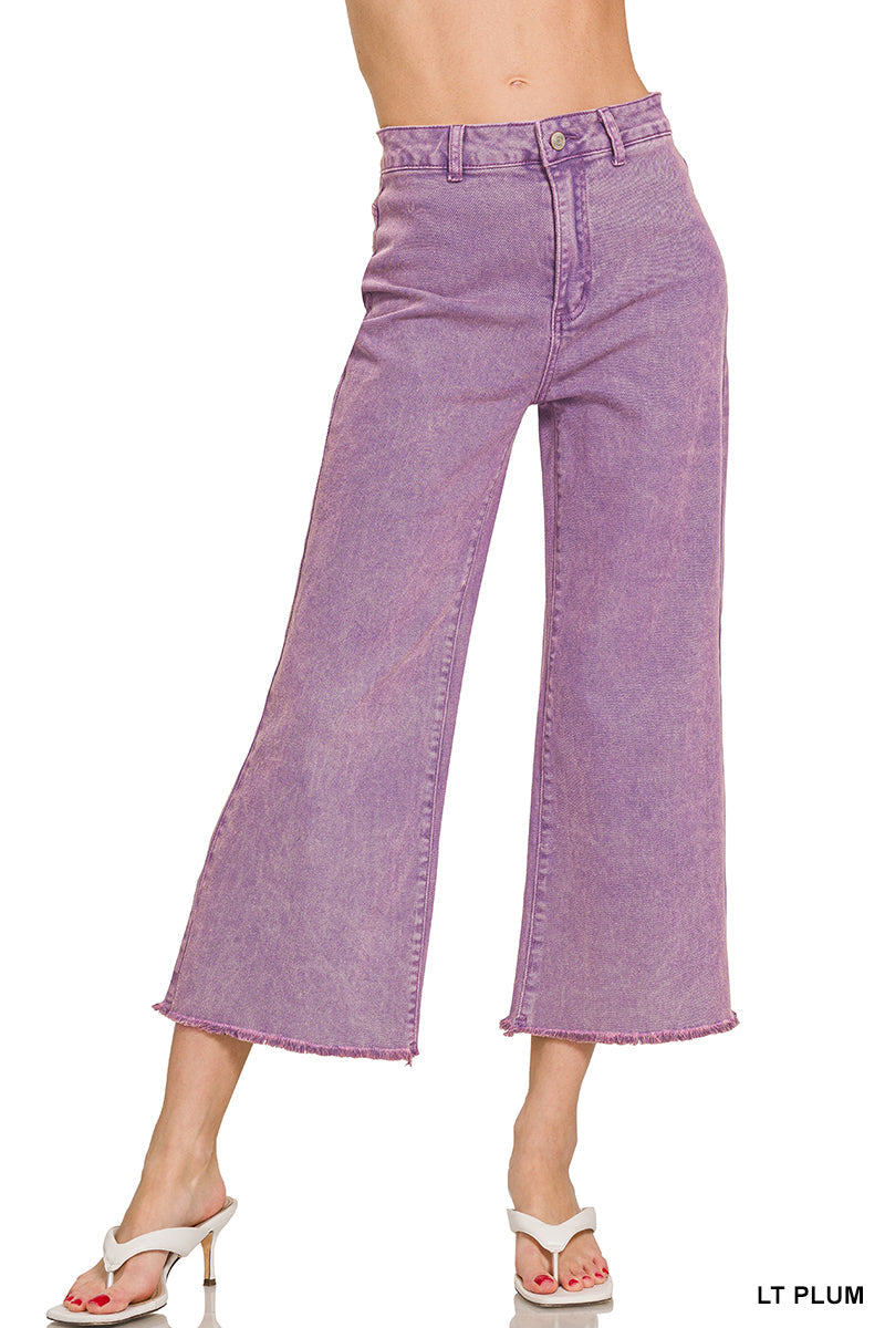 Zenana Cropped Frayed Hem Straight Jeans