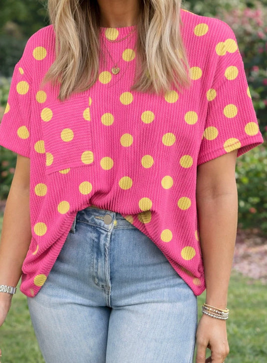 Polka dot jacquard top