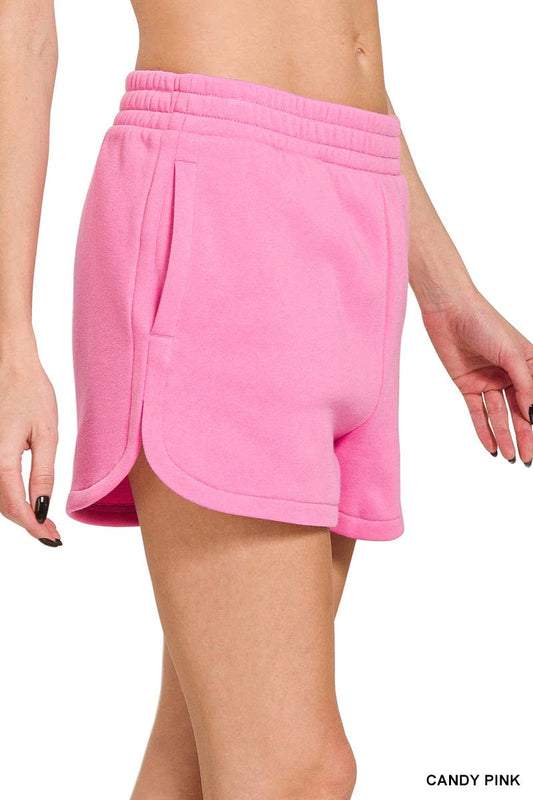 Zenana Fleece Shorts – Candy Pink