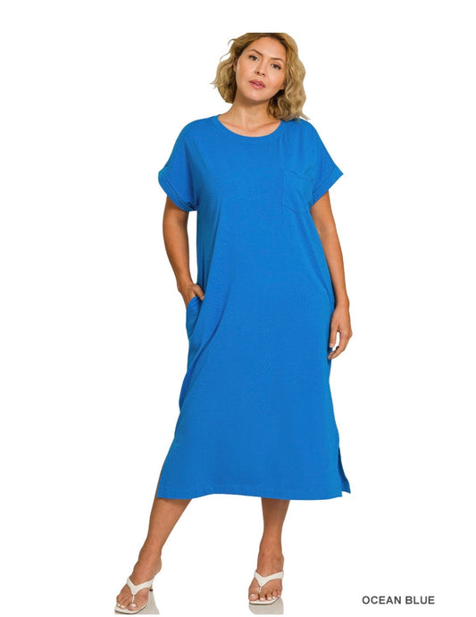 Zenana midi dress-blue