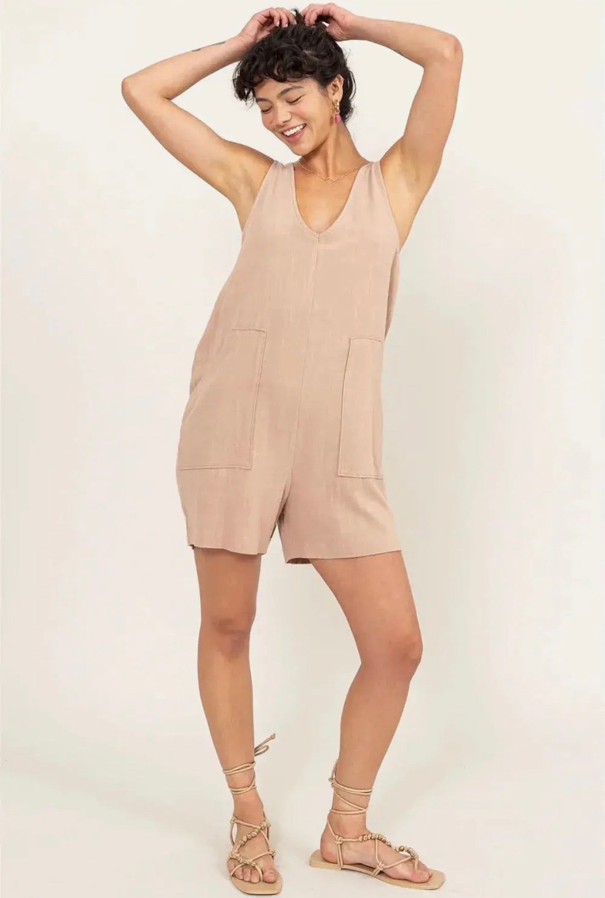 Boho Linen Flowy Romper