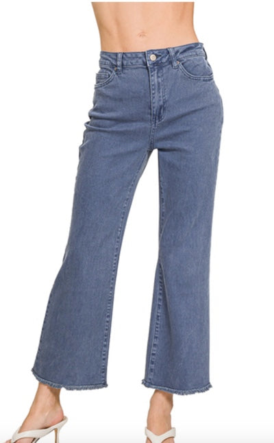 Zenana Frayed Bootcut  High Rise Jeans