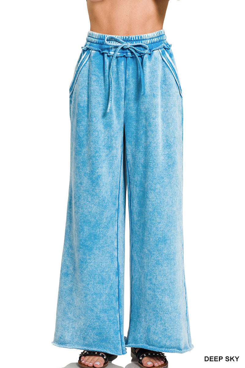 Zenana Acid Wash Fleece Sweatpants