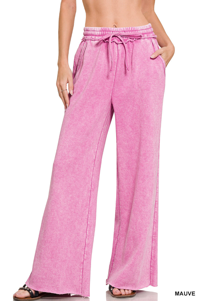 Zenana Acid Wash Fleece Sweatpants