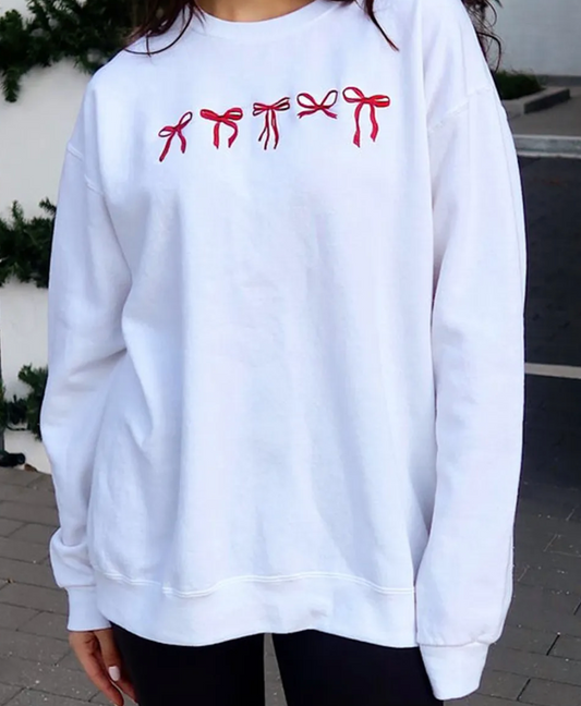 WHITE BOW SWEATSHIRT