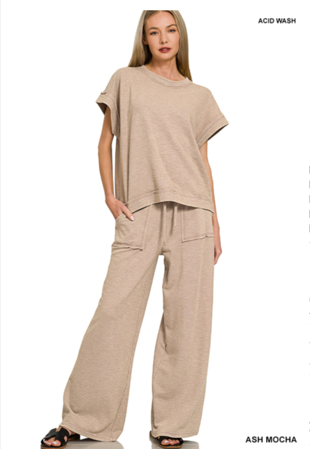 Zenana Short Sleeve Tee & Long Pants Set