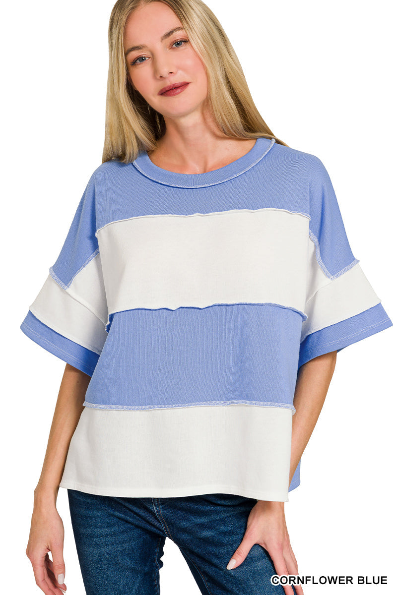 Zenana French-Terry Exposed Seam Top