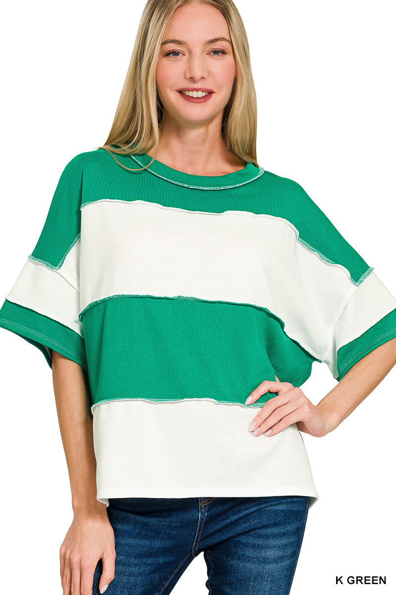 Zenana French-Terry Exposed Seam Top