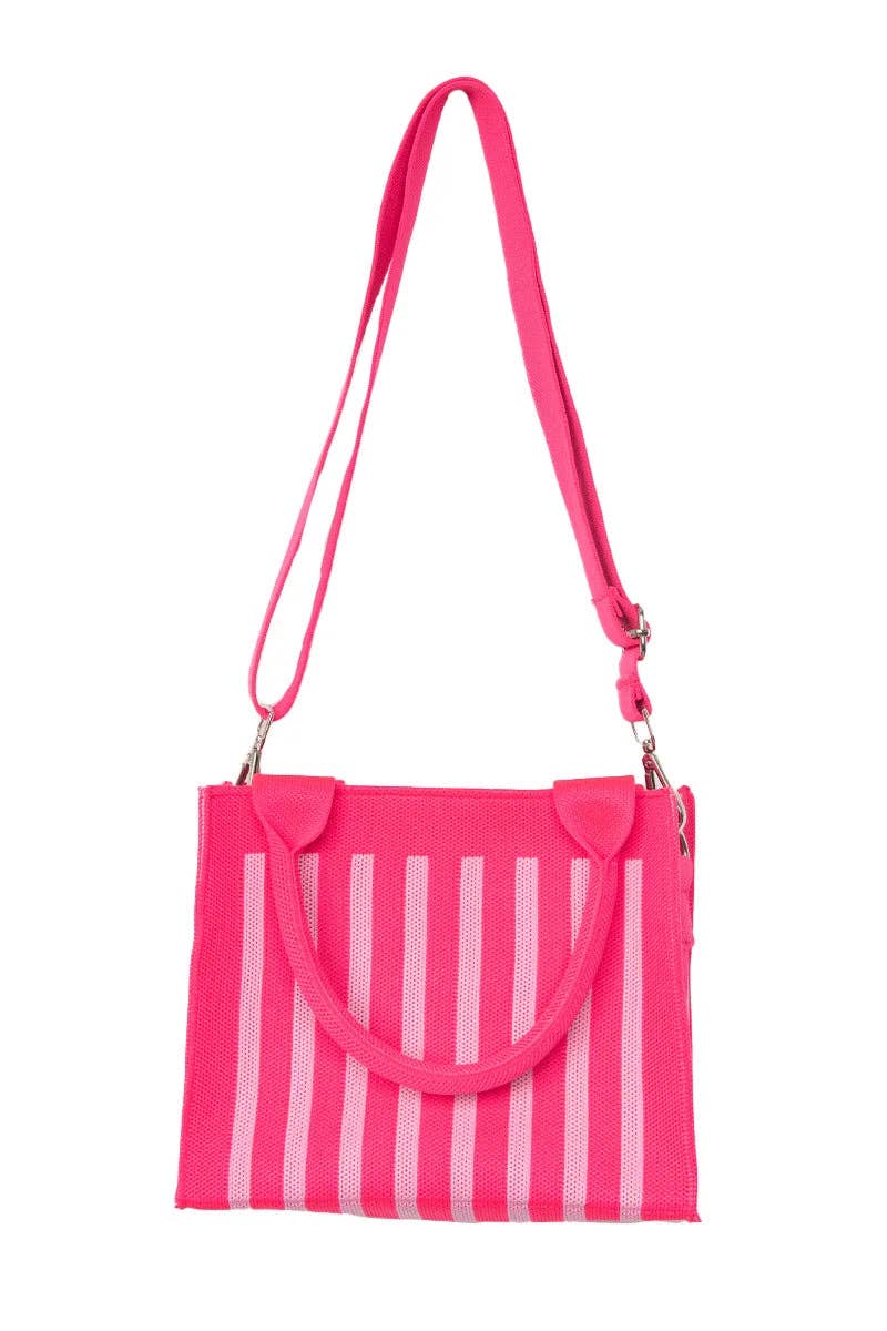 Hot Pink Striped Mini Tote